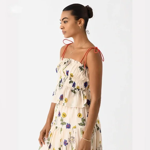 NWT Rhode Julieta Peplum Top in Saba Tie Straps Sz Large - Picture 3 of 14